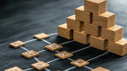 Wooden Blocks Pyramid Structure Business Growth Concept