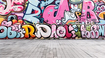 A vibrant graffiti-covered wall with bold colors and artistic designs, offering an edgy and dynamic background.