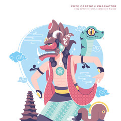 Naklejka premium indonesian traditional dancer character illustration