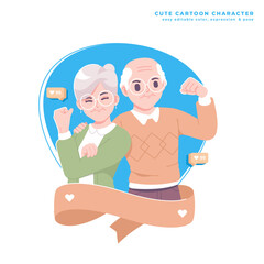 old people couple illustration design