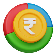 rupee chart 3d icon isolated on the transparent background