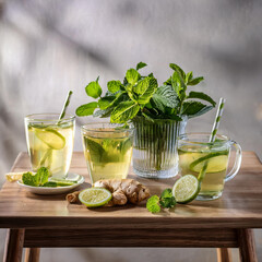 mint tea with lemon