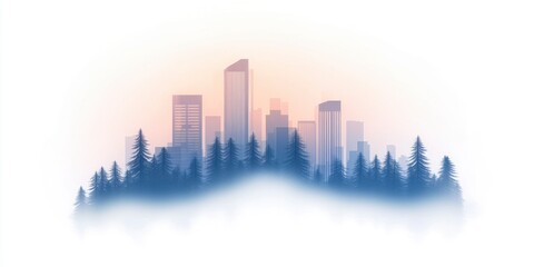 modern abstract corporate background with double exposure of the cityscape