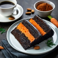 black carrot cake with coffee
