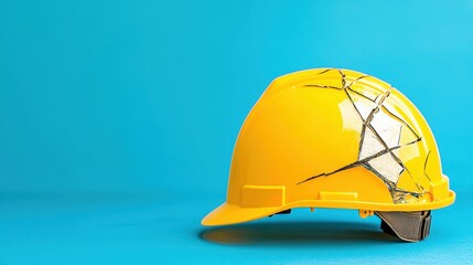 Broken Yellow Hard Hat Construction Safety Equipment Accident