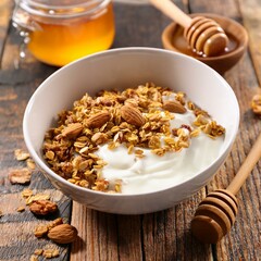 Honey, yogurt and granola bowl