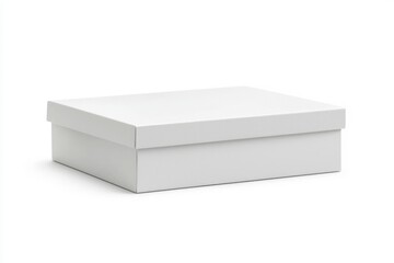 Fototapeta premium A Closed White Cardboard Box on a White Background