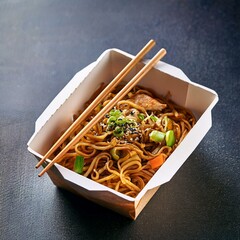 Japanese Yakisoba in disposable eco friendly container