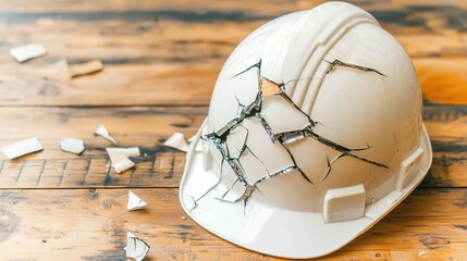 Cracked Hard Hat Safety Equipment Construction Work Injury