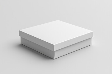 Fototapeta premium A Closed White Square Box on a White Surface