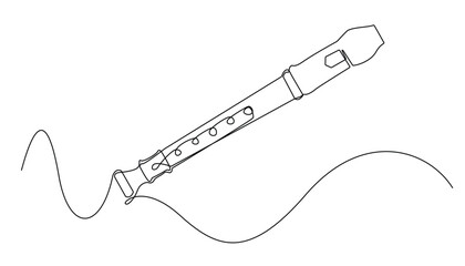 Obraz premium continuous line flute.flute musical instrument equipment drawn in one line.single line vector illustration.isolated white background