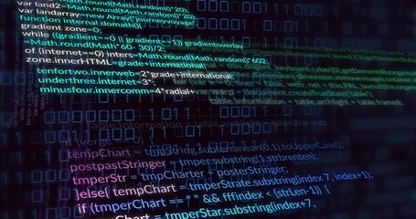 Animation of data processing over binary coding - Powered by Adobe