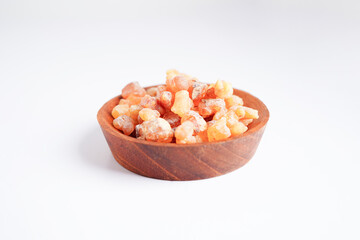 Frankincense or olibanum aromatic resin used in incense and perfumes.