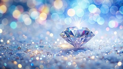 Sparkling diamond glitter background with holiday snowy pastel bokeh lights and magical abstract wallpaper