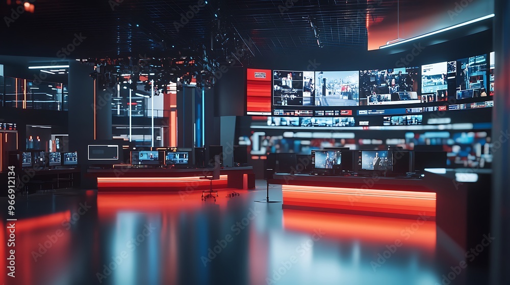 Aufkleber modern control room with multiple monitors displaying live feeds