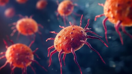 Microscopic View of Cancer Cells with Spiky Structures