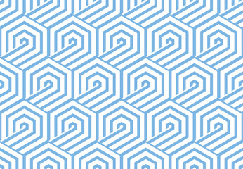 Abstract geometric pattern with stripes, lines. Seamless vector background. White and blue ornament. Simple lattice graphic design