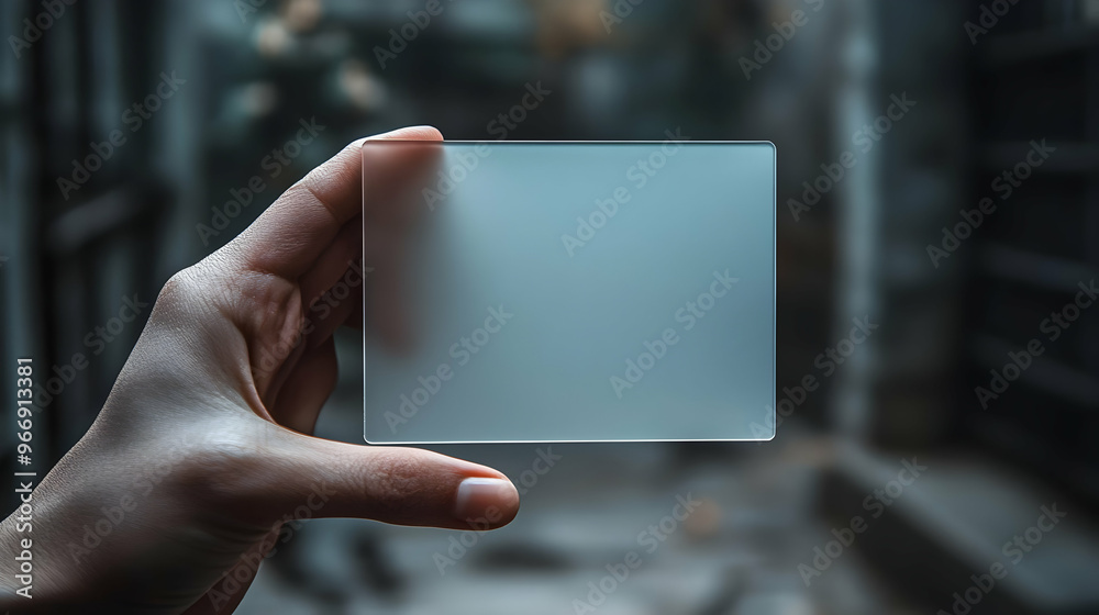 Wall mural A hand holds a frosted card, with a blurred background suggesting an outdoor setting.