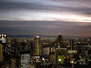 Obraz premium View of Osaka Skyline at Dusk