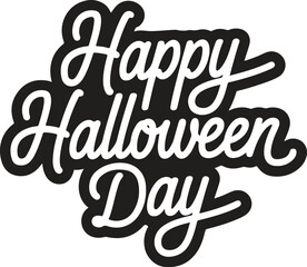 Happy Halloween Day lettering text typography silhouette vector style