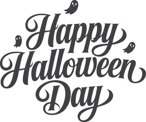 Happy Halloween Day lettering text typography silhouette vector style