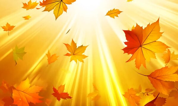 Falling autumn leaves - animated falling golden light background