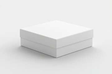 Fototapeta premium White Square Cardboard Box on White Background
