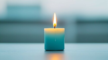 Blue Candle Flame Burning  on a Table