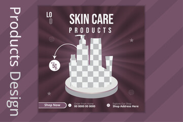  Skin care product social media post design template. 
