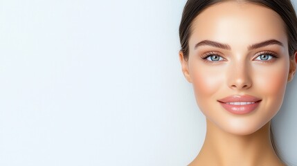Obraz premium Beautiful Woman Smiling with Clear Skin Portrait