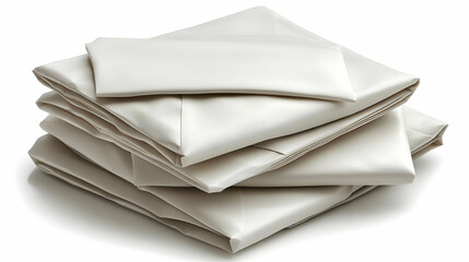 A neatly stacked set of white bed linens, suitable for home use.