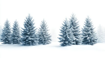 Snow Covered Pine Trees in Winter Landscape