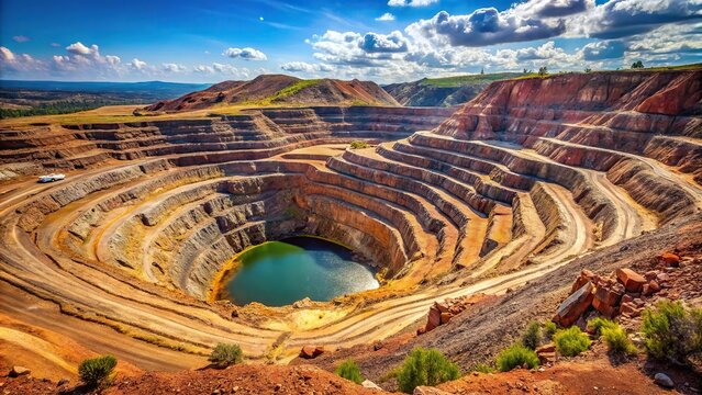 Stock photo of an open pit mine for rare earth element extraction