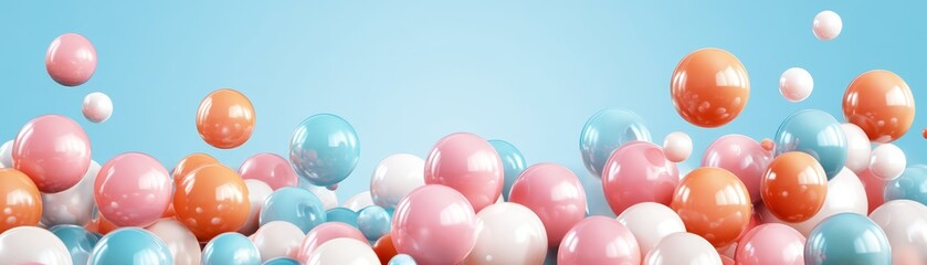 Abstract 3D Rendering of Colorful Spheres on Blue Background