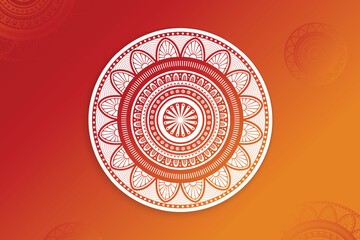 Ethnic Mandala Festive Element Design On Red Gradient Background. Vector Illustration For Festival Sale Elements