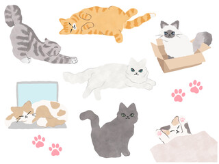 猫のイラストセット　ベクター