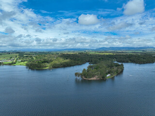 Fototapeta premium Aerial drone shot of lake tinaroo in Far North QLD