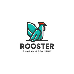 Vector Logo Illustration Rooster Simple Mascot Style
