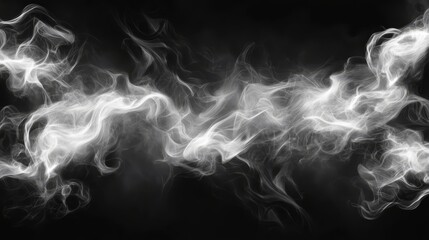 Abstract White Smoke on Black Background