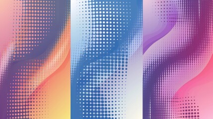 Set of color halftone pattern background - stock illustration
