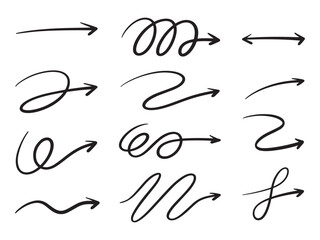 Hand drawn arrow vector icons set. sketch arrow design for business plan and education