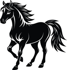 Obraz premium black horse vector illustration silhouette, Print
