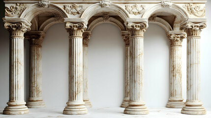 Obraz premium A set of ornate marble columns showcasing classical architectural design.