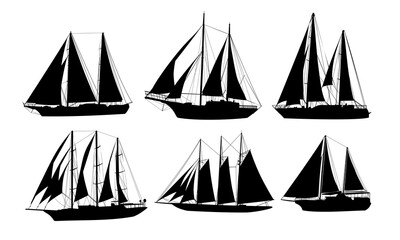 The set silhouettes of a large sailing ships.
