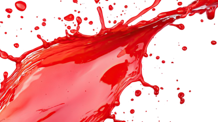 splash of red liquid on transparent background