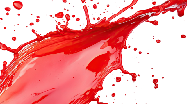 splash of red liquid on transparent background