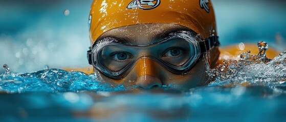 Close-up of a Swimmer's Face with Goggles