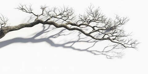 Fototapeta premium realistic tree branches shadow overlay blur isolated on white backgrounds 3d render