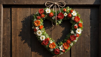 christmas wreath on wooden background