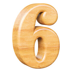 Wooden 3D Number 6